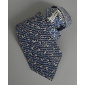 Salvatore Ferragamo Tie - 100% Silk - Purple/Blue Butterfly Spring Colorful